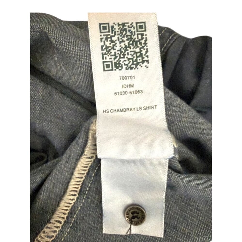 True Religion Mens Blue Denim Graphic Logo Chambray Long Sleeve Shirt Sz L New - Picture 8 of 9